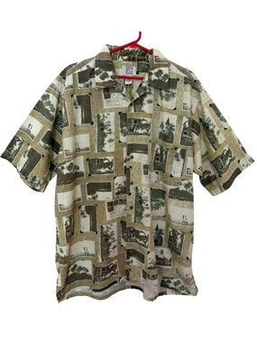 Field Gear Mens Hawaiian Postcard Print Cotton Short Sleeve Shirt LT